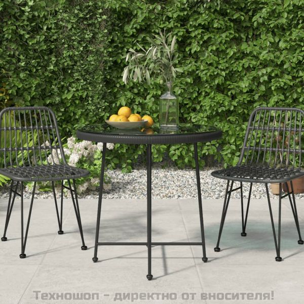 Трапезна маса черна Ø80 см  закалено стъкло и стомана