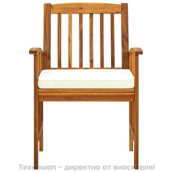 Градински трапезни столове 8 бр с възглавници масивна акация