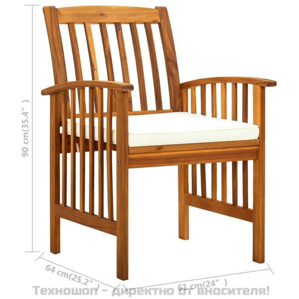 Градински трапезни столове 8 бр с възглавници масивна акация