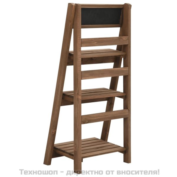 3-етажен цветарник с черна дъска, 40x30x90 см, ела масив