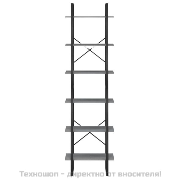 Етажерка, сива, 60x30x210 см, борово дърво масив