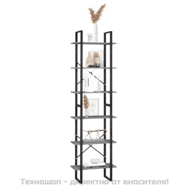 Етажерка, сива, 60x30x210 см, борово дърво масив