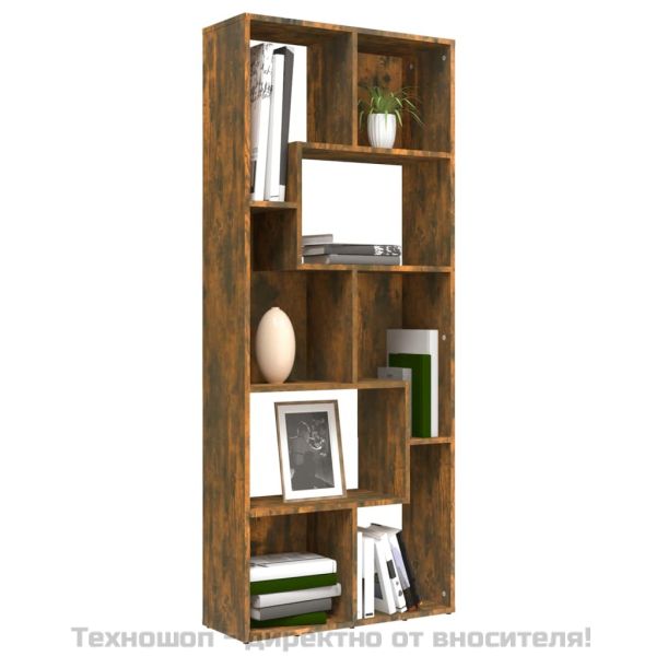 Библиотека, опушен дъб, 67x24x161 см, инженерно дърво