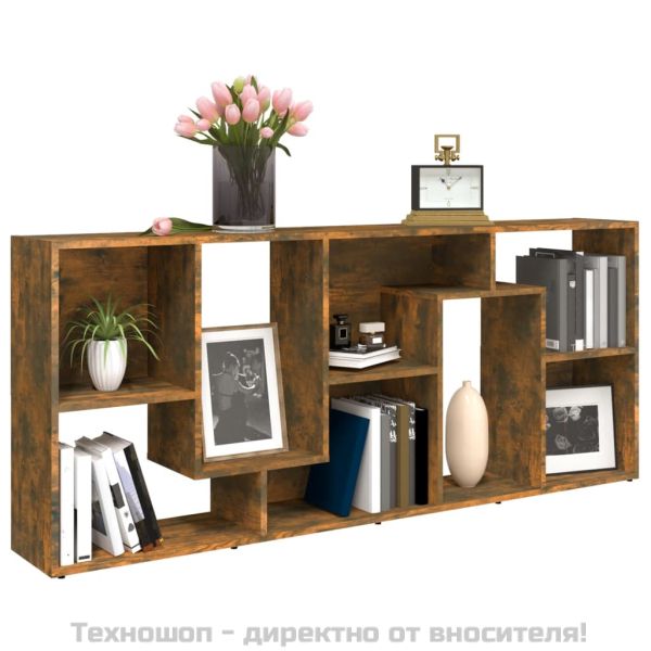 Библиотека, опушен дъб, 67x24x161 см, инженерно дърво