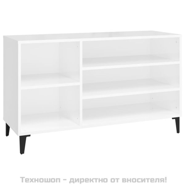 Шкаф за обувки, бял гланц, 102x36x60 см, инженерно дърво