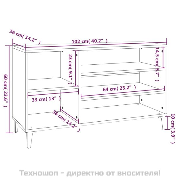 Шкаф за обувки, бял гланц, 102x36x60 см, инженерно дърво
