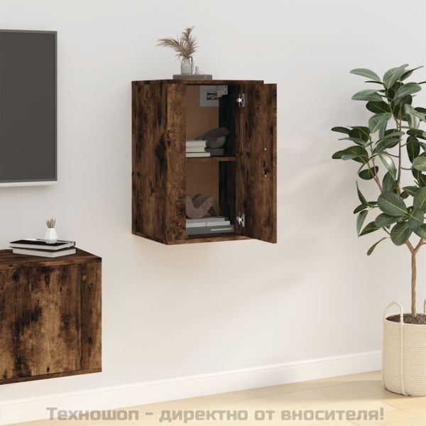 ТВ шкаф за стенен монтаж, опушен дъб, 40x34,5x60 см