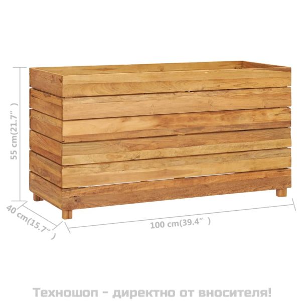 Повдигната леха 100x40x55 см рециклирано тиково дърво и стомана