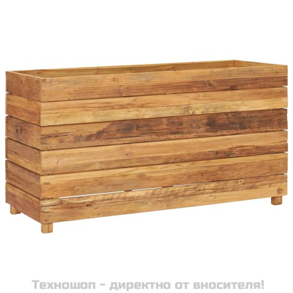 Повдигната леха 100x40x55 см рециклирано тиково дърво и стомана