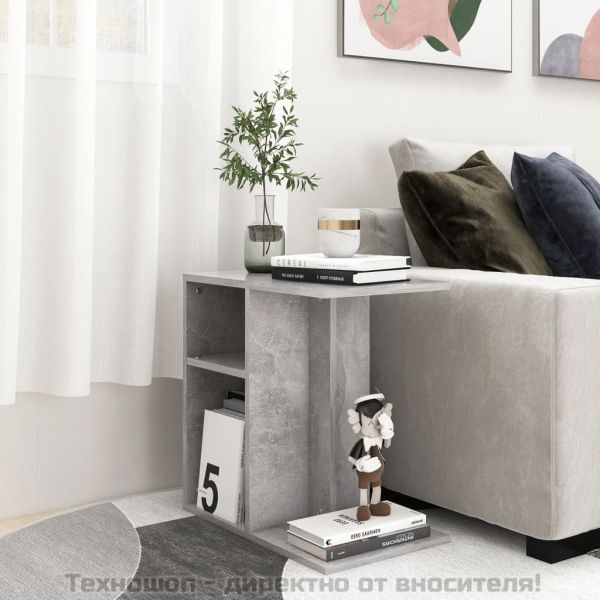 Странична маса, бетонно сива, 50x30x50 см, ПДЧ