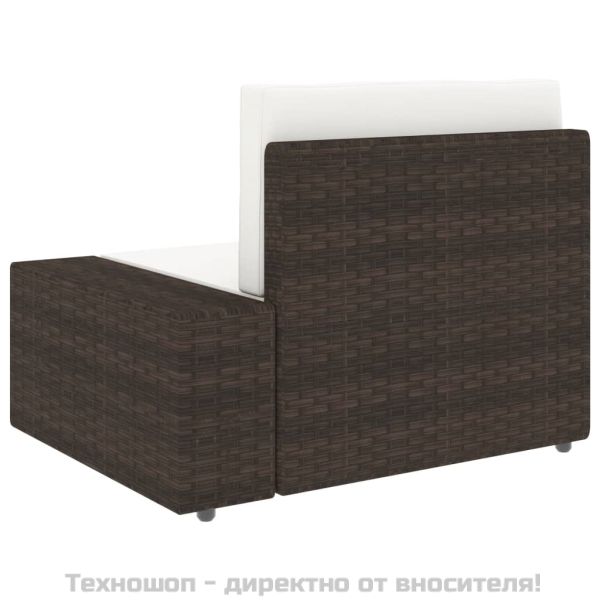 Триместен модулен диван, полиратан, кафяв