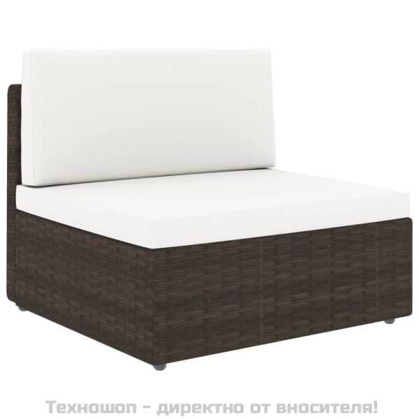 Триместен модулен диван, полиратан, кафяв