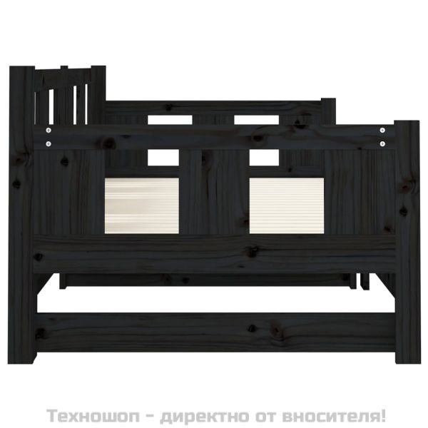 Разтегателно канапе, черно, бор масив, 2x(90x200) см