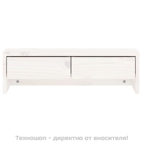Поставка за монитор, бяла, 50x27x15 см, бор масив