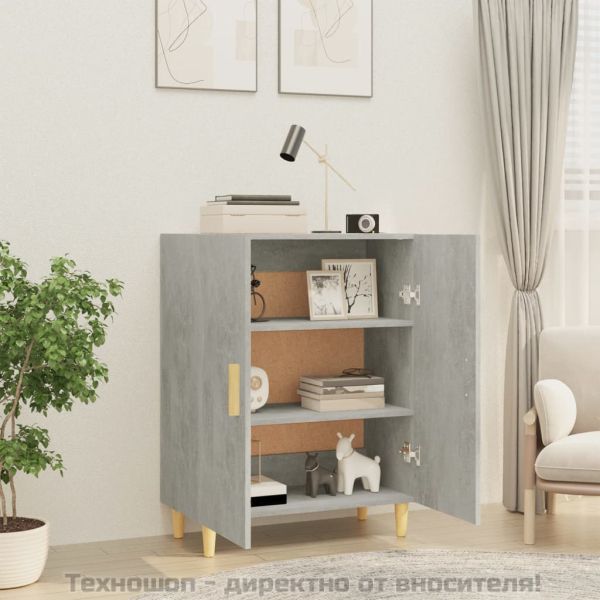 Сайдборд, бетонно сив, 70x34x90 см, инженерно дърво