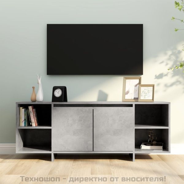 ТВ шкаф, Бетонно сиво, 130x35x50 см, инженерно дърво