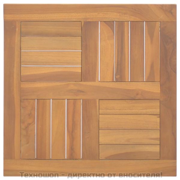 Квадратен плот за маса, 50x50x2,5 см, тиково дърво масив