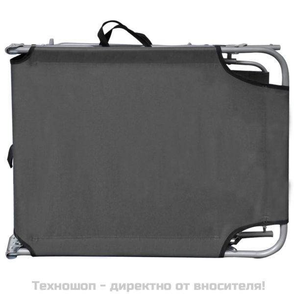 Сгъваем шезлонг с козирка, сив, алуминий