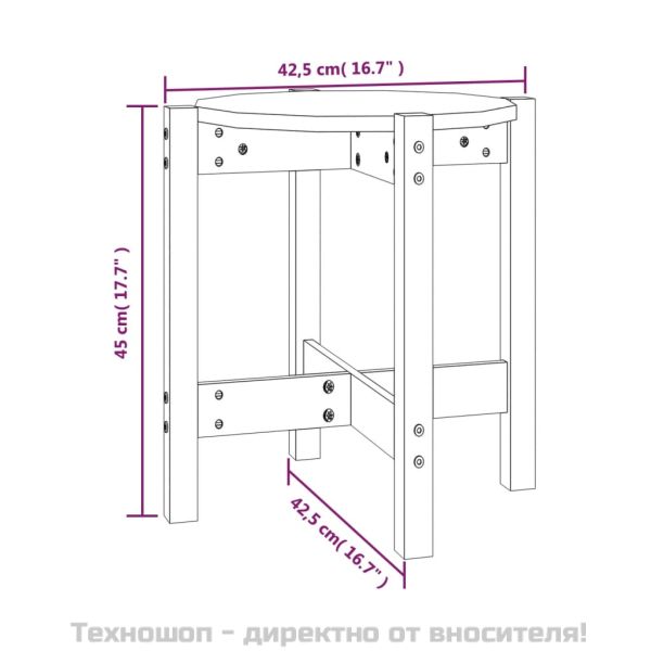 Кафе маса, Ø 42,5x45 см, борово дърво масив
