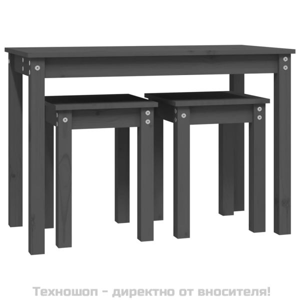 Стифиращи маси, 3 бр, сиви, бор масив