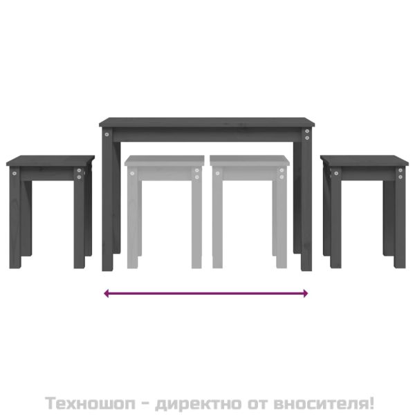 Стифиращи маси, 3 бр, сиви, бор масив