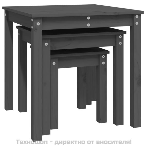 Стифиращи маси, 3 бр, сиви, бор масив