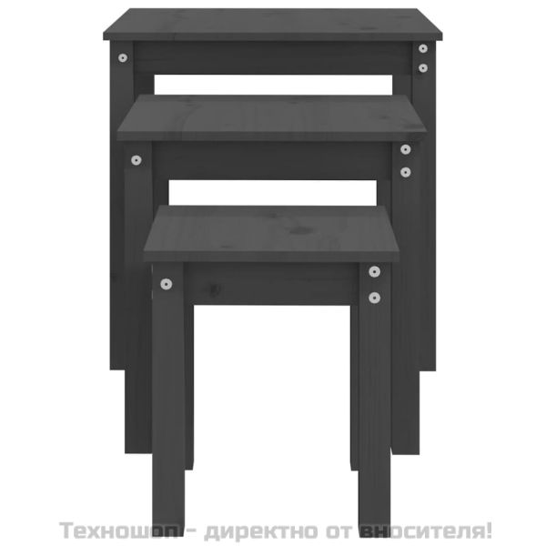 Стифиращи маси, 3 бр, сиви, бор масив