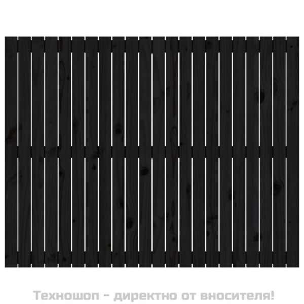 Стенна табла за спалня, черна, 140x3x110 см, борово дърво масив