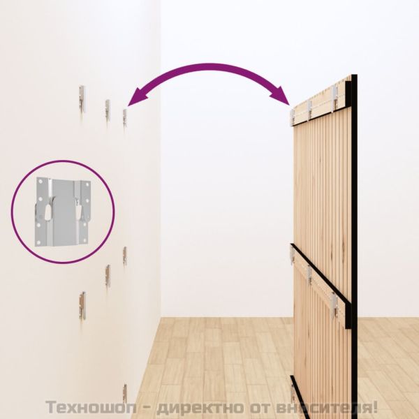 Стенна табла за спалня, черна, 140x3x110 см, борово дърво масив