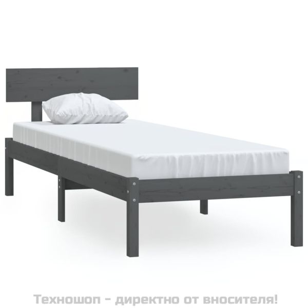 Рамка за легло, сива, бор масив, 90x190 см, Single