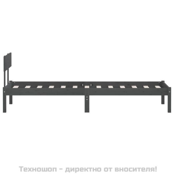 Рамка за легло, сива, бор масив, 90x190 см, Single