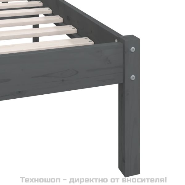 Рамка за легло, сива, бор масив, 90x190 см, Single