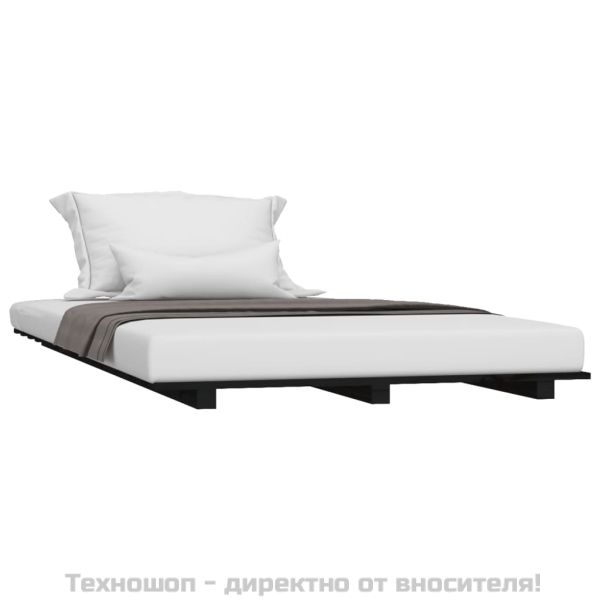 Рамка за легло, черно, 100x200 см, бор масив