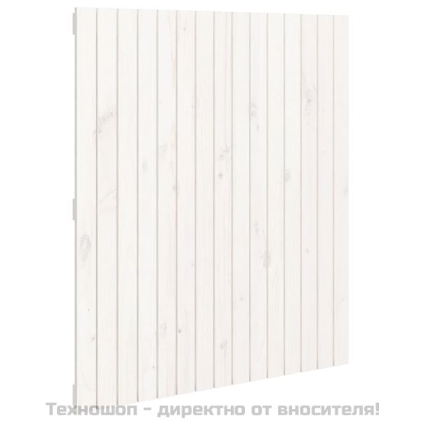 Стенна табла за спалня бяла 95,5x3x110 см борово дърво масив