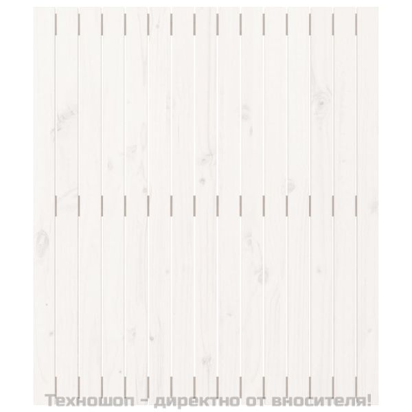 Стенна табла за спалня бяла 95,5x3x110 см борово дърво масив