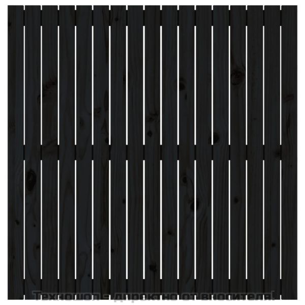 Стенна табла за спалня, черна, 108x3x110 см, борово дърво масив