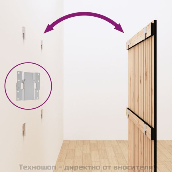 Стенна табла за спалня, черна, 108x3x110 см, борово дърво масив