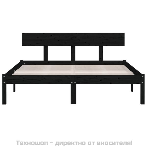 Рамка за легло, черна, бор масив, 150x200 cм, King Size