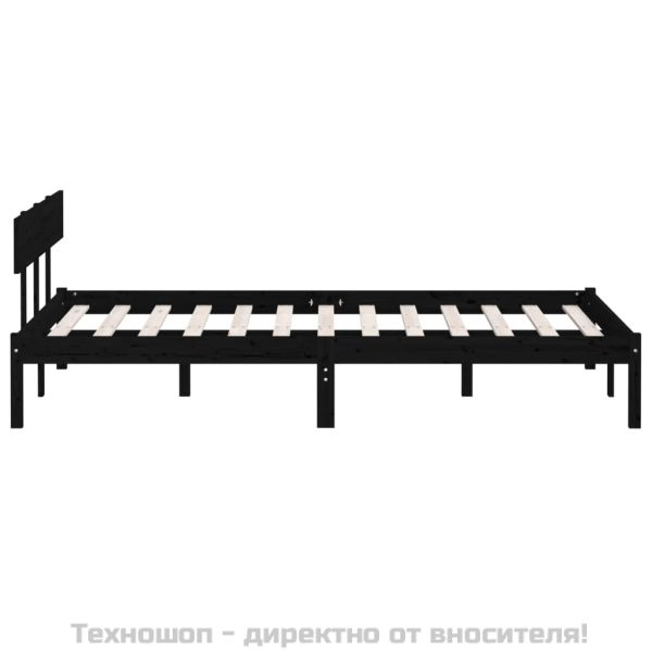 Рамка за легло, черна, бор масив, 150x200 cм, King Size