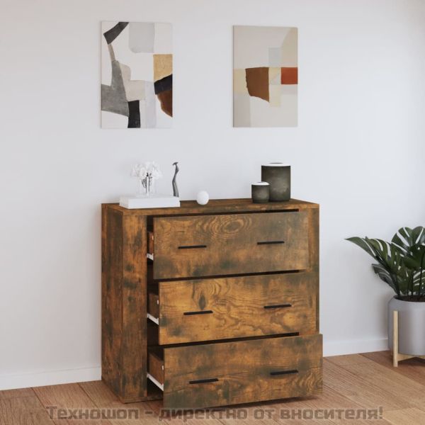 Сайдборд, опушен дъб, 80x33x70 см, инженерно дърво