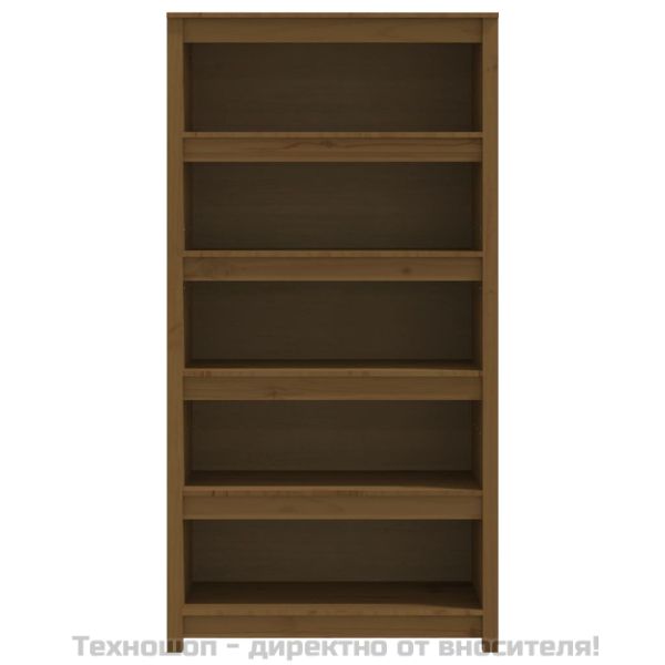 Библиотека, меденокафява, 80x35x154 см, бор масив