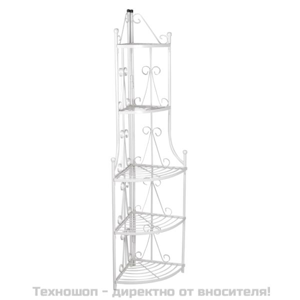 Ъглова етажерка за цветя, бяла