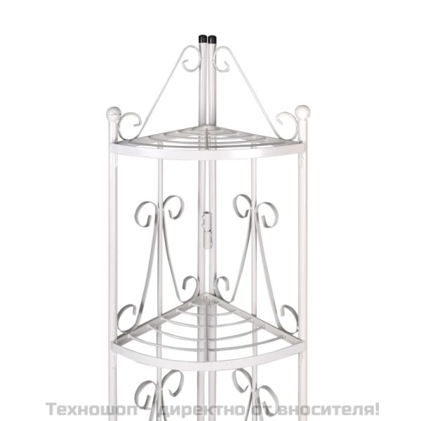 Ъглова етажерка за цветя, бяла