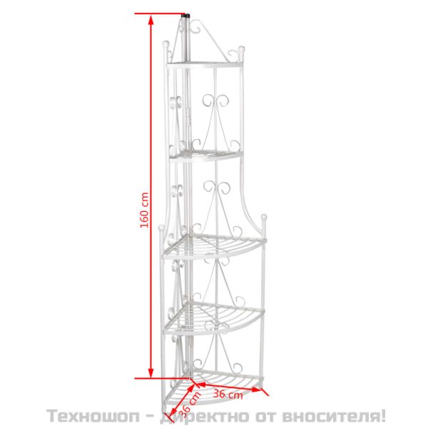 Ъглова етажерка за цветя, бяла