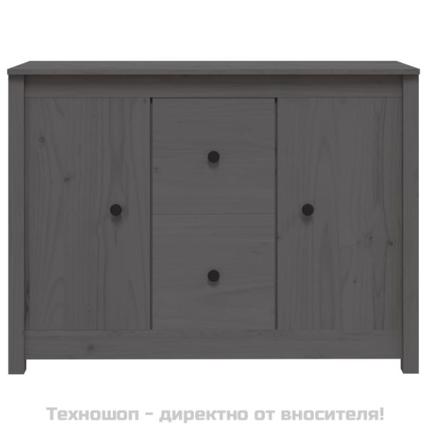 Сайдборд, сив, 100x35x74 см, бор масив