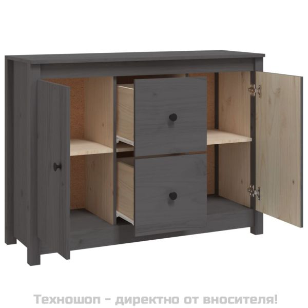 Сайдборд, сив, 100x35x74 см, бор масив
