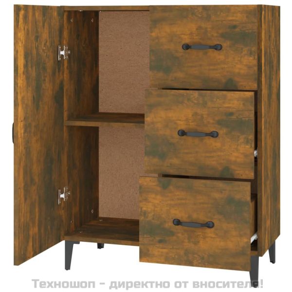 Сайдборд, опушен дъб, 69,5x34x90 см, инженерно дърво