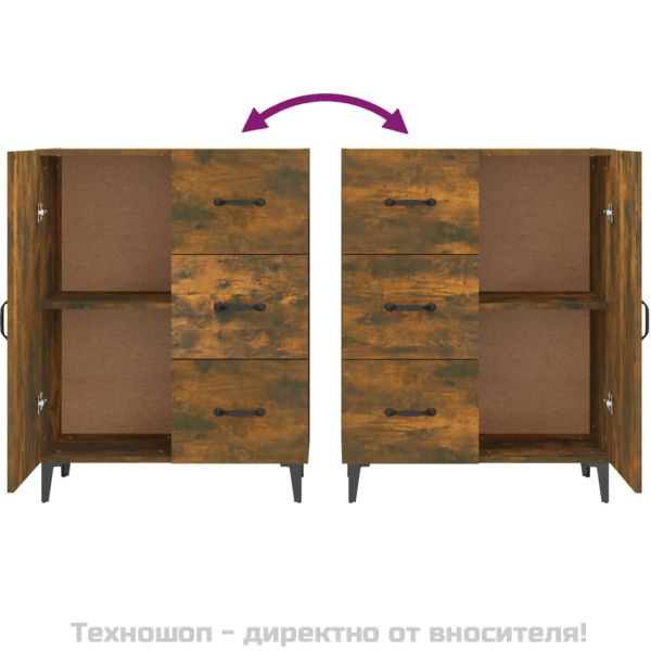 Сайдборд, опушен дъб, 69,5x34x90 см, инженерно дърво