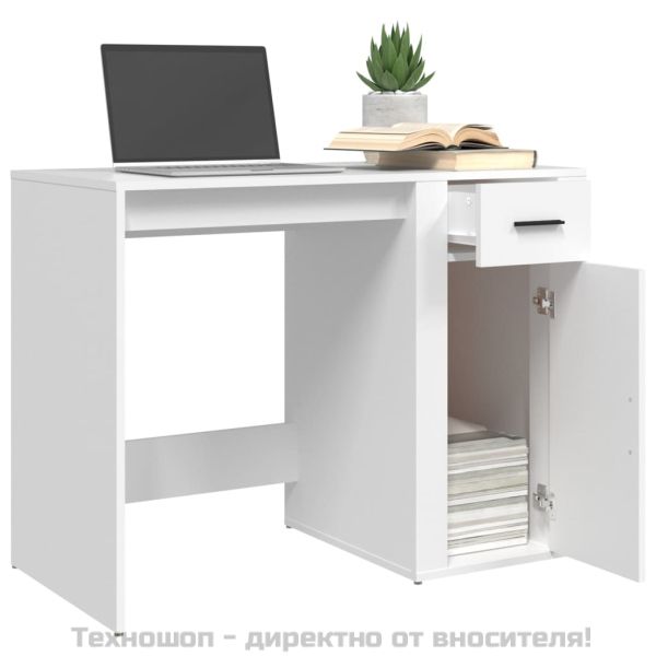 Бюро, бяло, 100x49x75 см, инженерно дърво