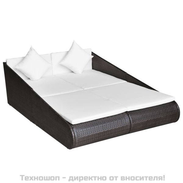 Градинско легло, кафяво, 110x200 см, полиратан